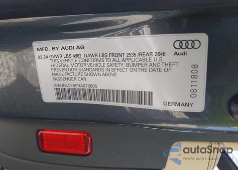 2024 Audi A5 Sportback Premium Plus 45 Tfsi Quattro S Tronic z USA, uszkodzony, nr VIN WAUFACF50RA075605